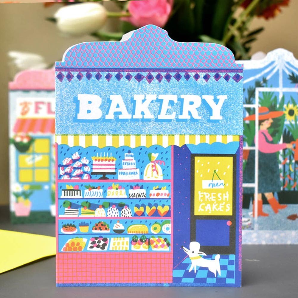 PThe Printed Peanut Bakery Shop Die Cut Greeting Card