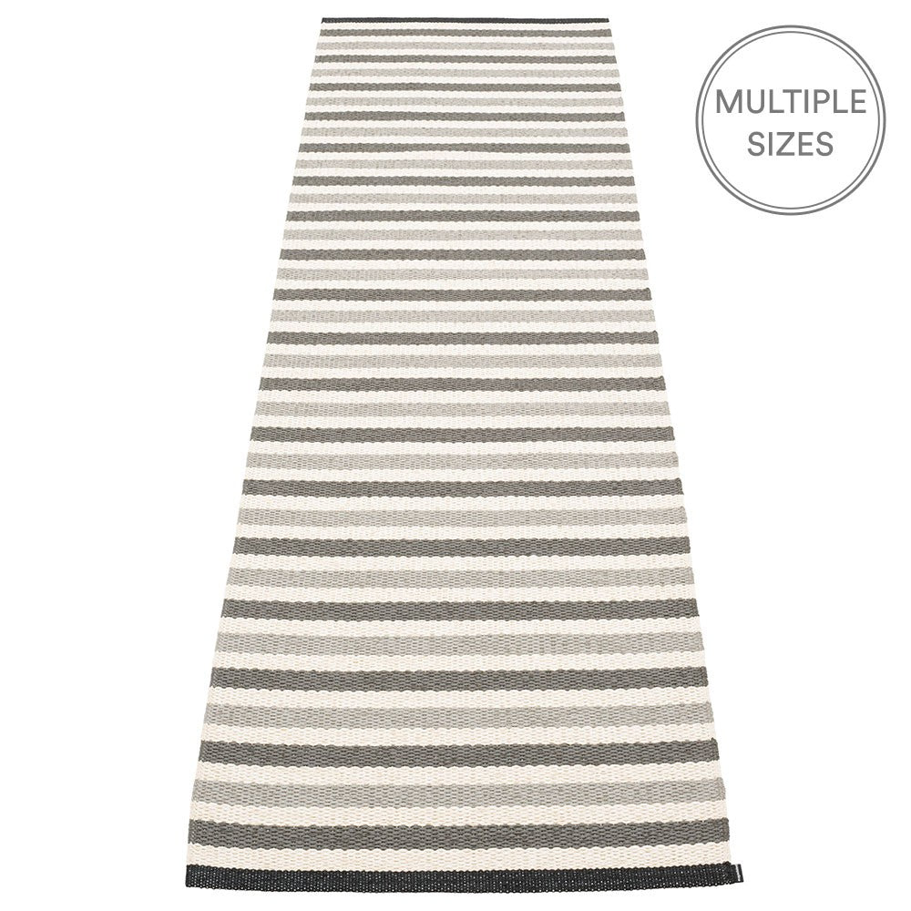 Pappelina Teo Runner - Warm Grey : Charcoal : Vanilla - 70 x 240 cm