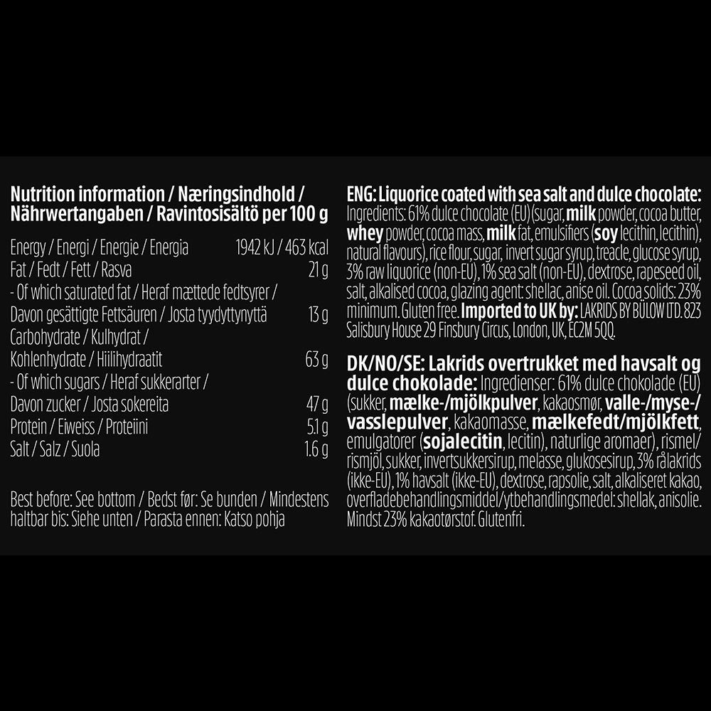 Lakrids By Bülow Salt & Caramel Chocolate Coated Liquorice D