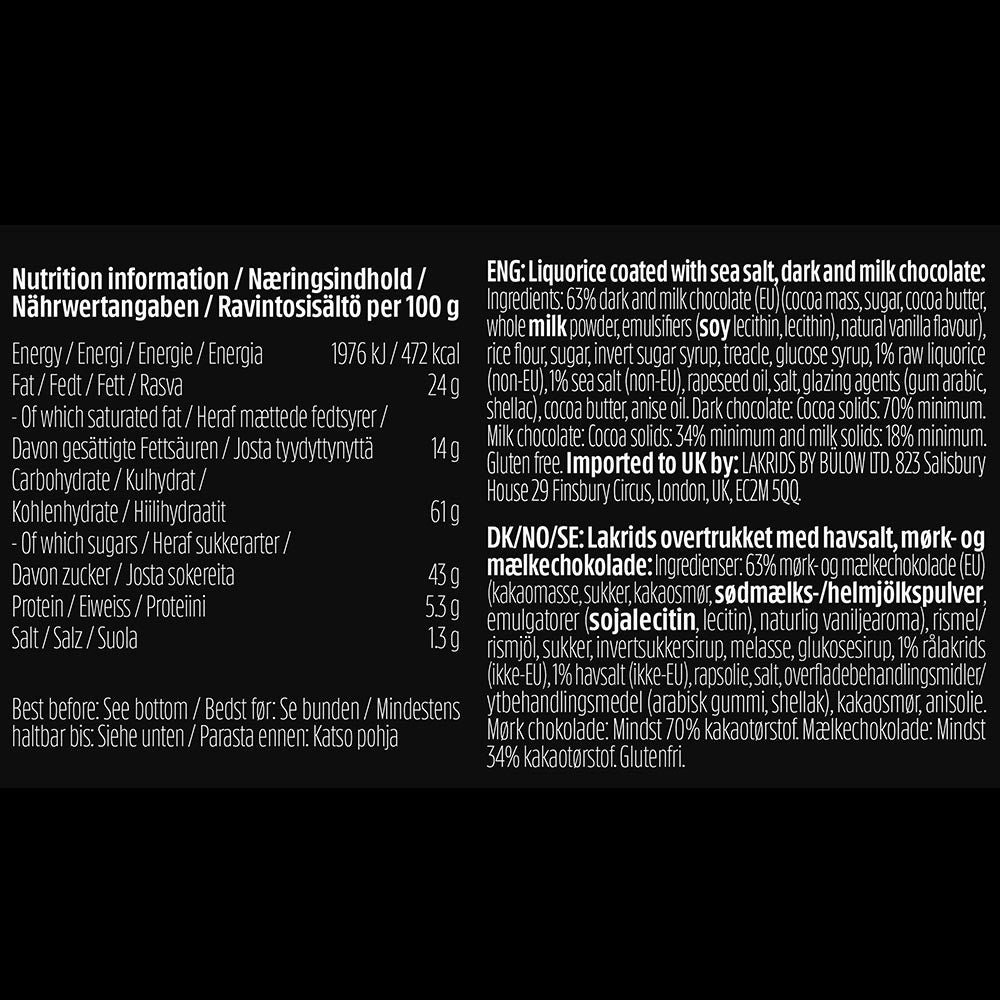 Lakrids By Bülow Dark & Sea Salt Chocolate Coated Liquorice F