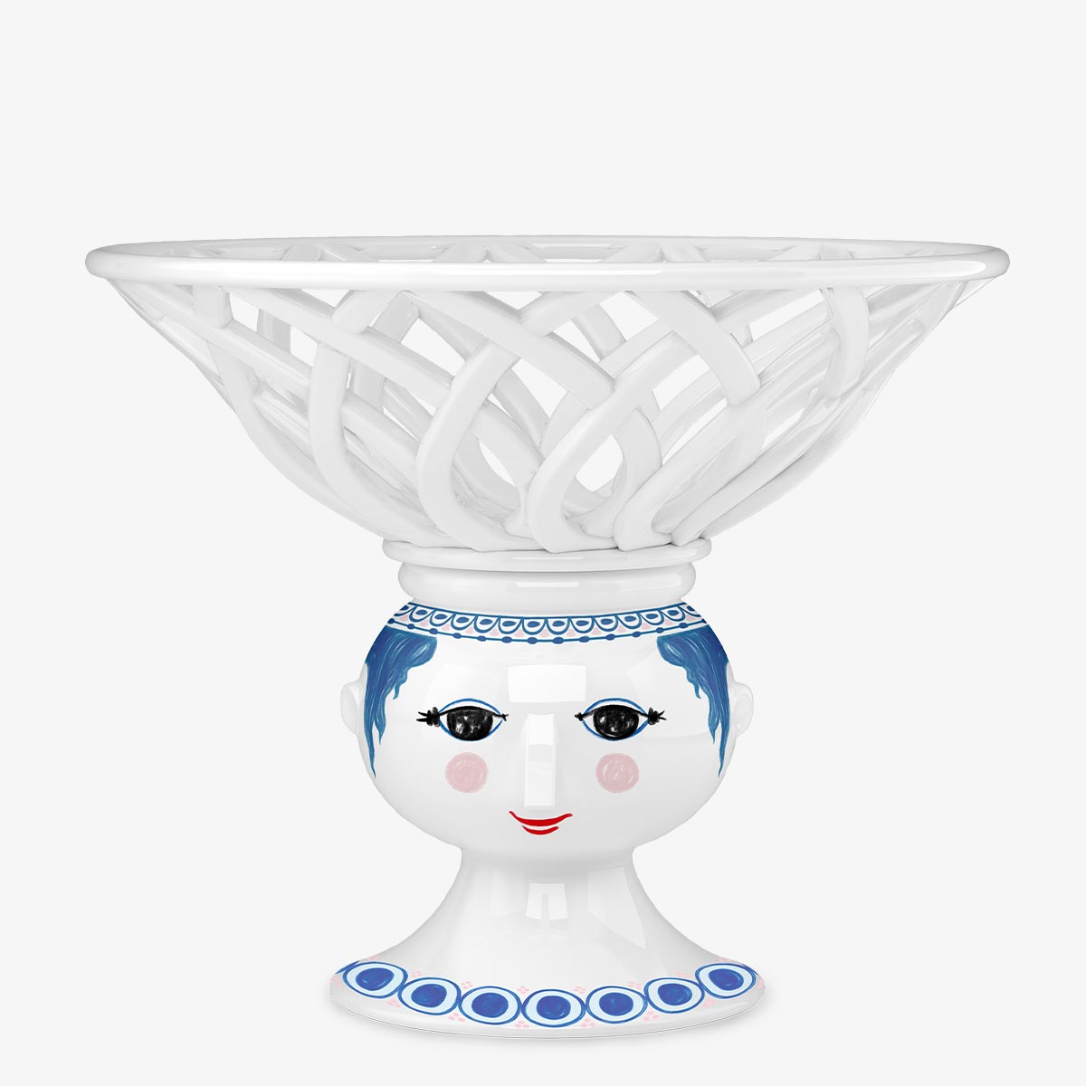 Bjorn Wiinblad blue Dora Fruit bowl on a white background