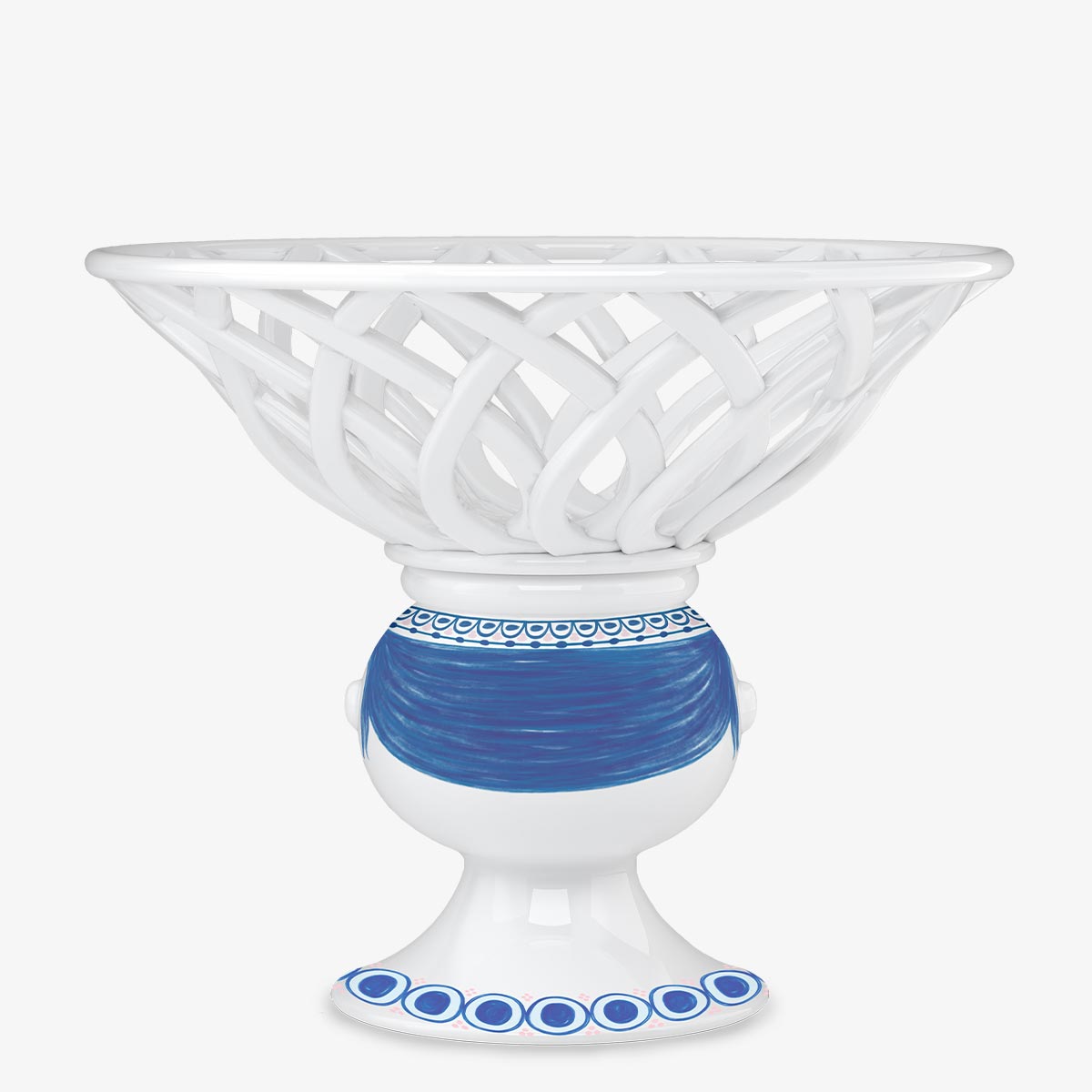 Back view of Bjorn Wiinblad Dora fruit bowl on a white background