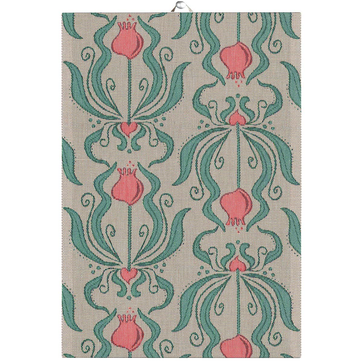 Ekelund 'Ronalda' cotton hand towel with pale pink and green flowers on a white background