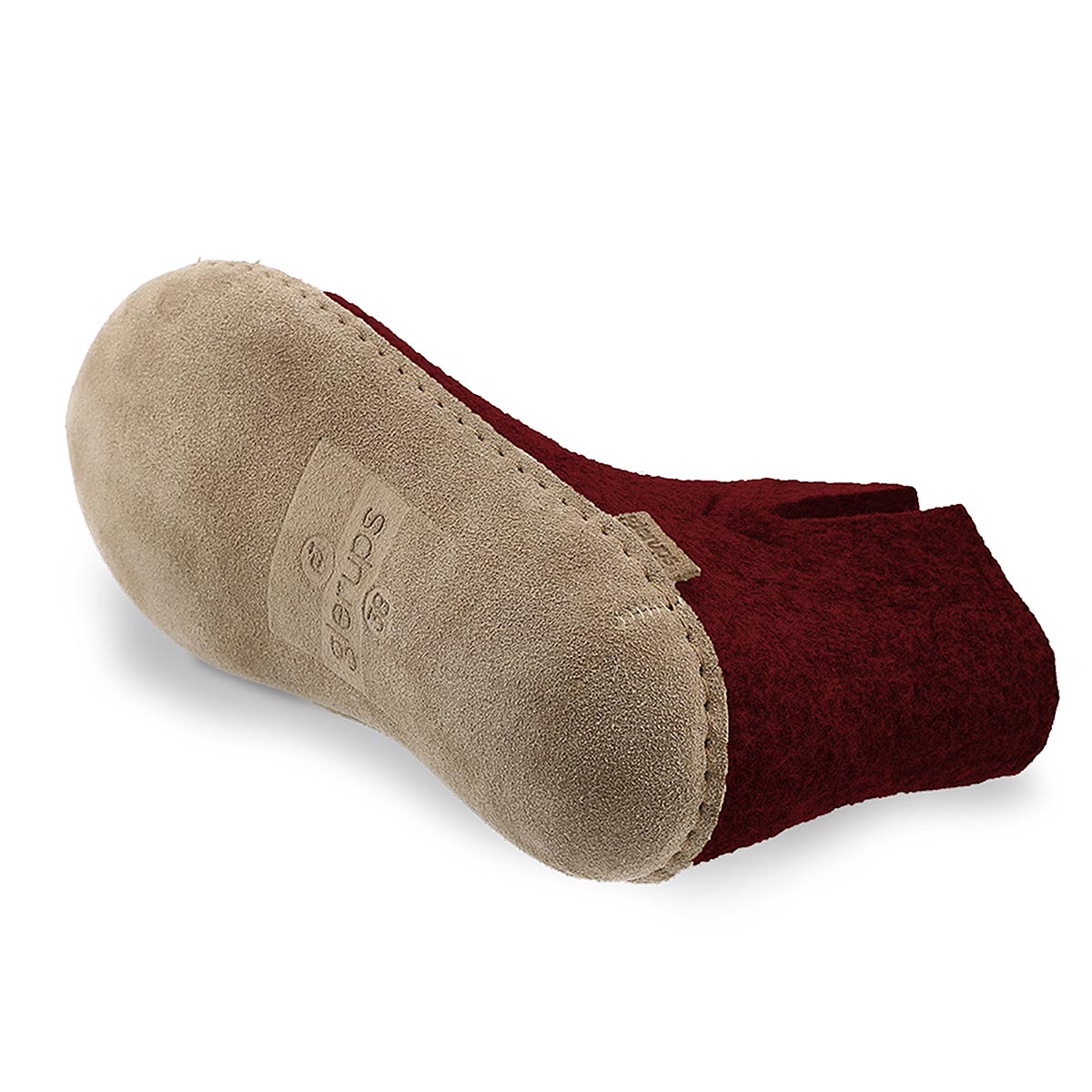 underside view of glerups boot with leather sole in beet