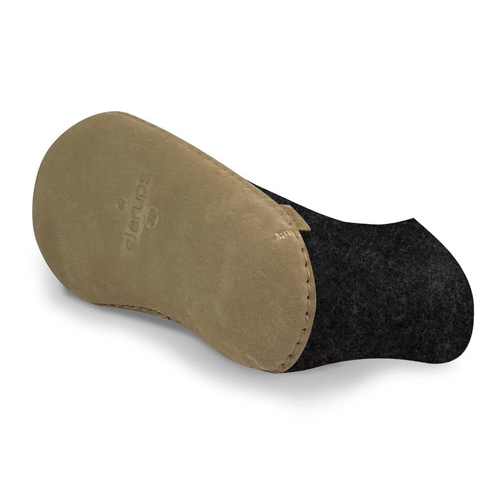 Underside view of Glerups Charcoal books with leather sole