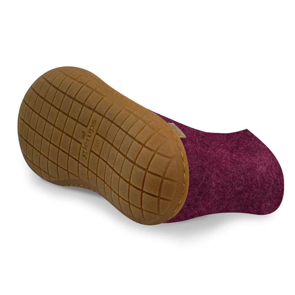 Underside view of Glerups Felt Rubber Sole Boot - Cranberry