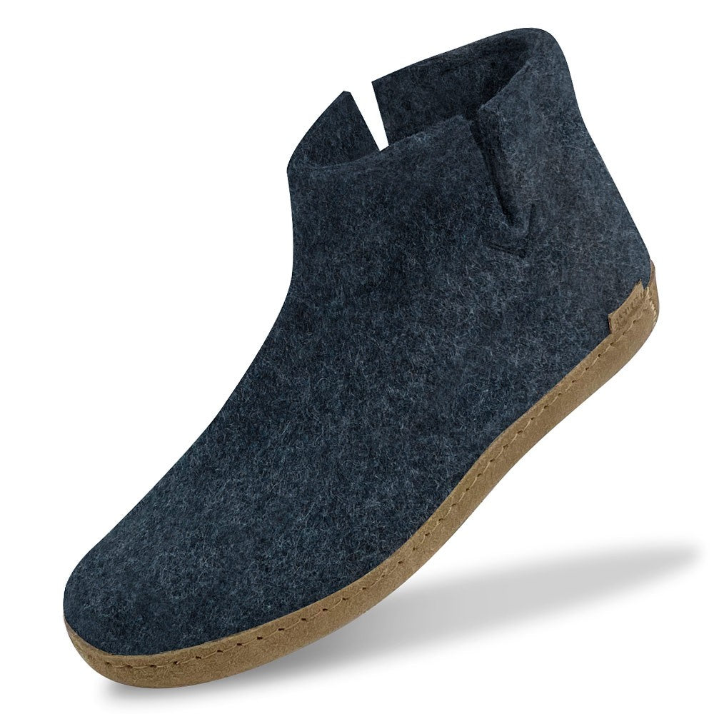 Glerups Felt Ankle Boot - Denim with leather sole