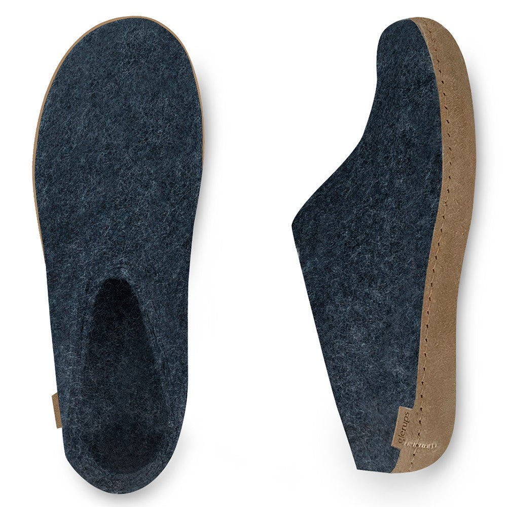 Felt Glerups Mules in Denim With Leather Soles