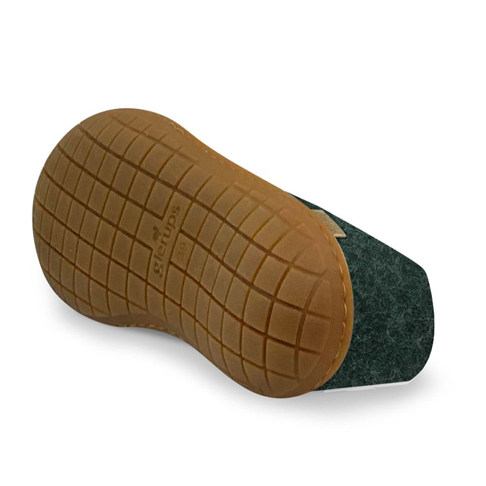 Underside view of Glerups Felt Rubber Sole Shoe - Forest