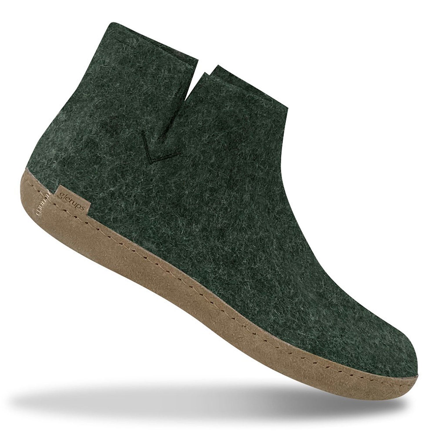 Glerups felted ankle boot with leather sole in Forest