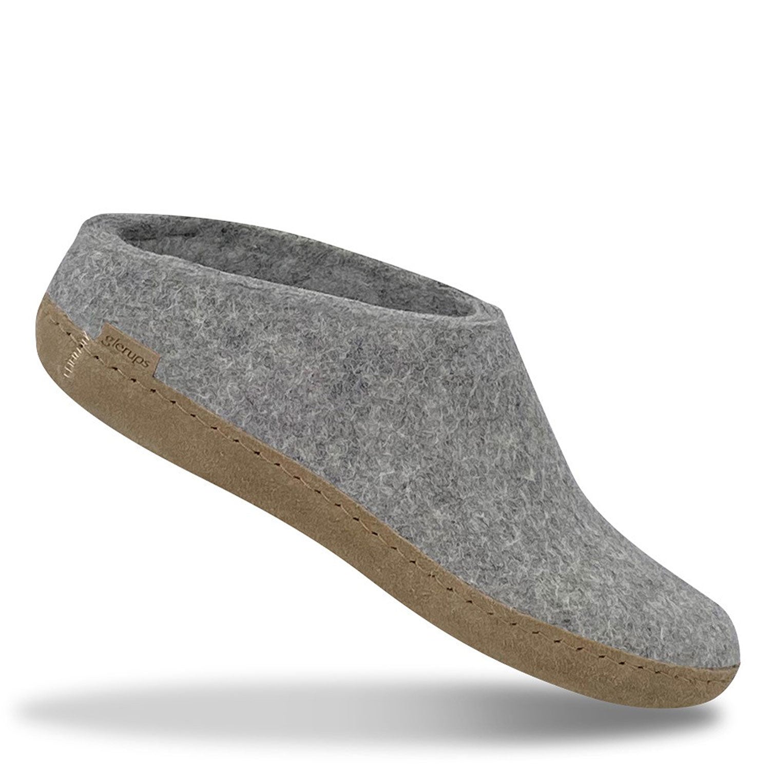 Felted Glerups Mule in Grey with Leather Sole