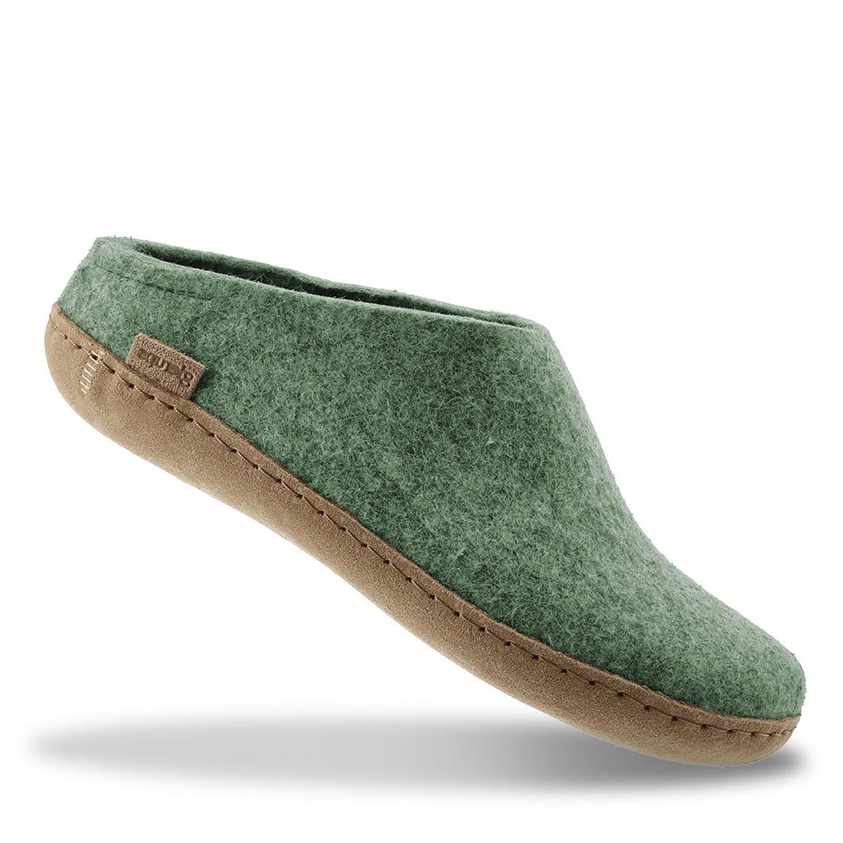 Glerups leather sole mule in moss