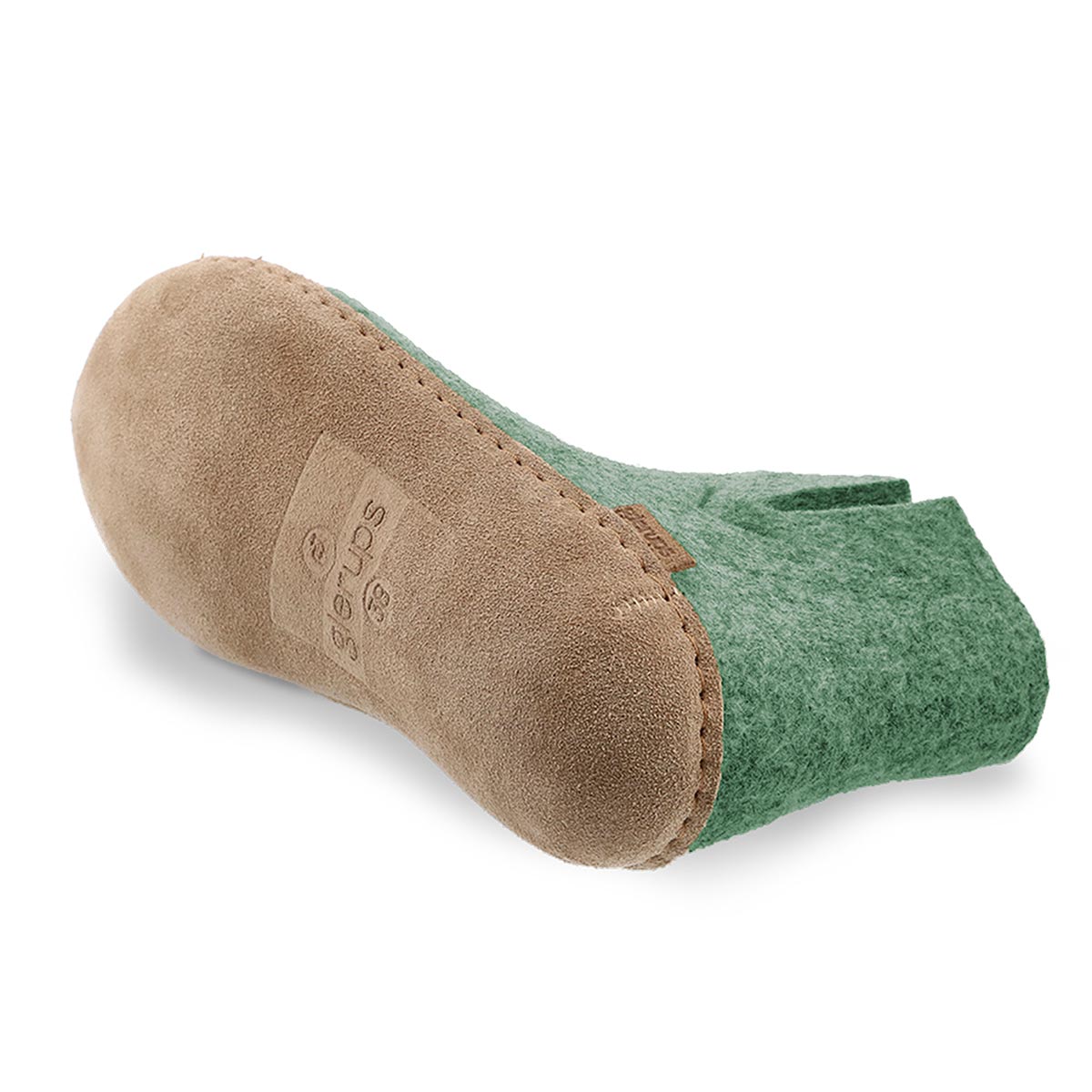 Underside view of leather soles on Glerups boots in moss