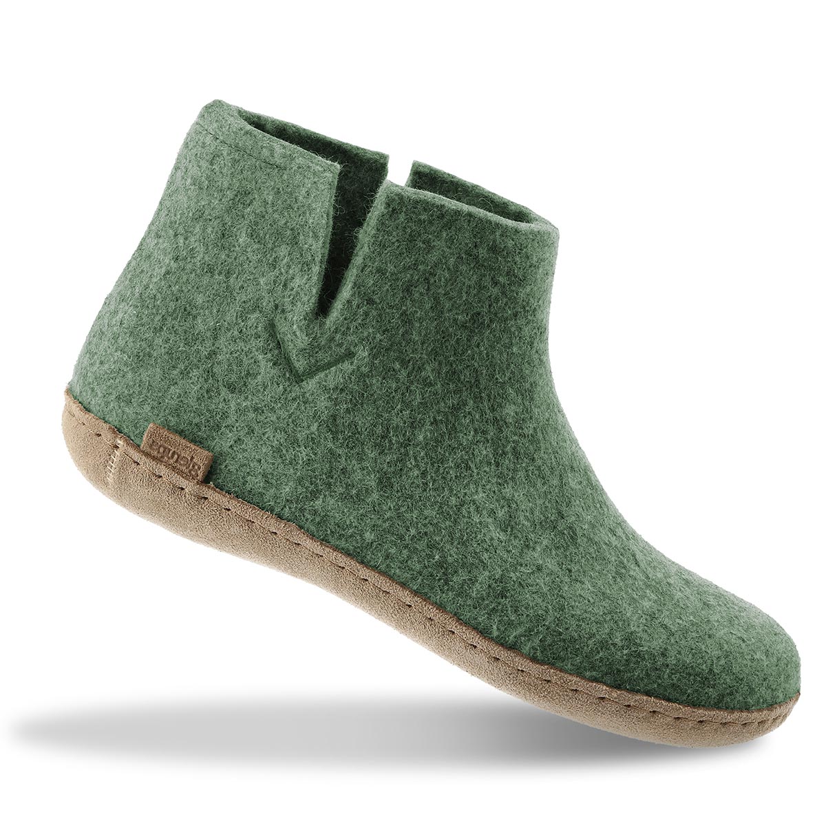 Moss Glerups felted boot with natural leather sole