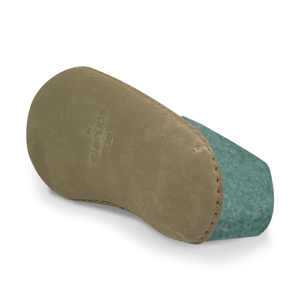 Underside view of Leather soled Glerups shoe in North Sea