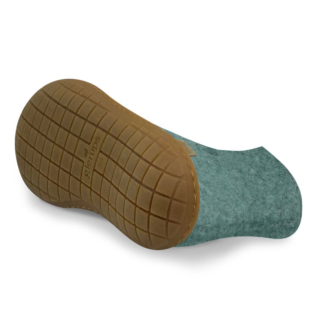 Underside view of Glerups Felted Wool Rubber Sole Boot - North Sea