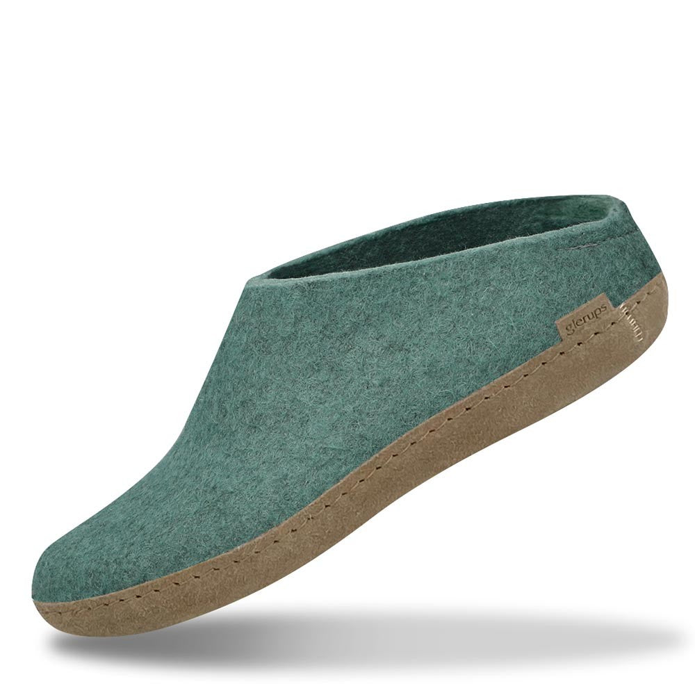 Wool felt Mule in north sea. Leather sole Glerups