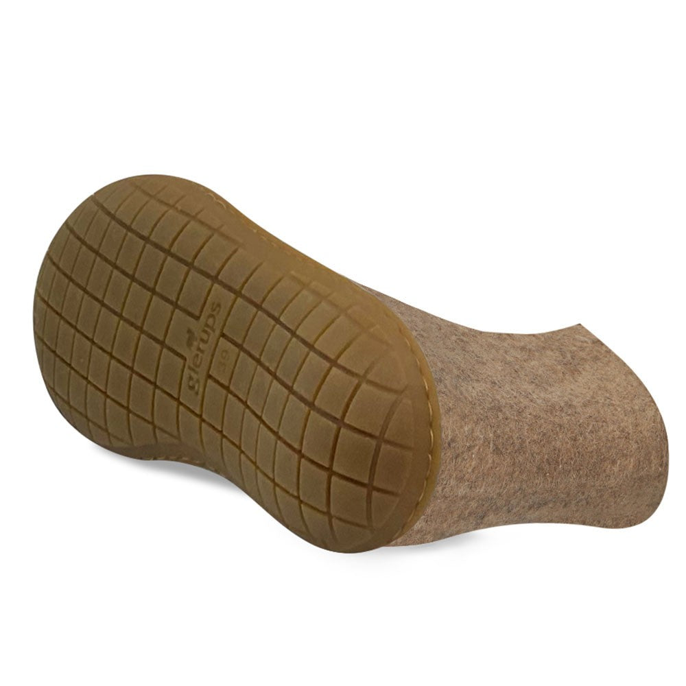 Underside of Glerups Felted Wool Rubber Sole Boot - Sand