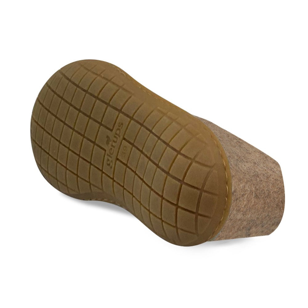Underside view of Glerups Felted Wool Rubber Sole Shoe - Sand