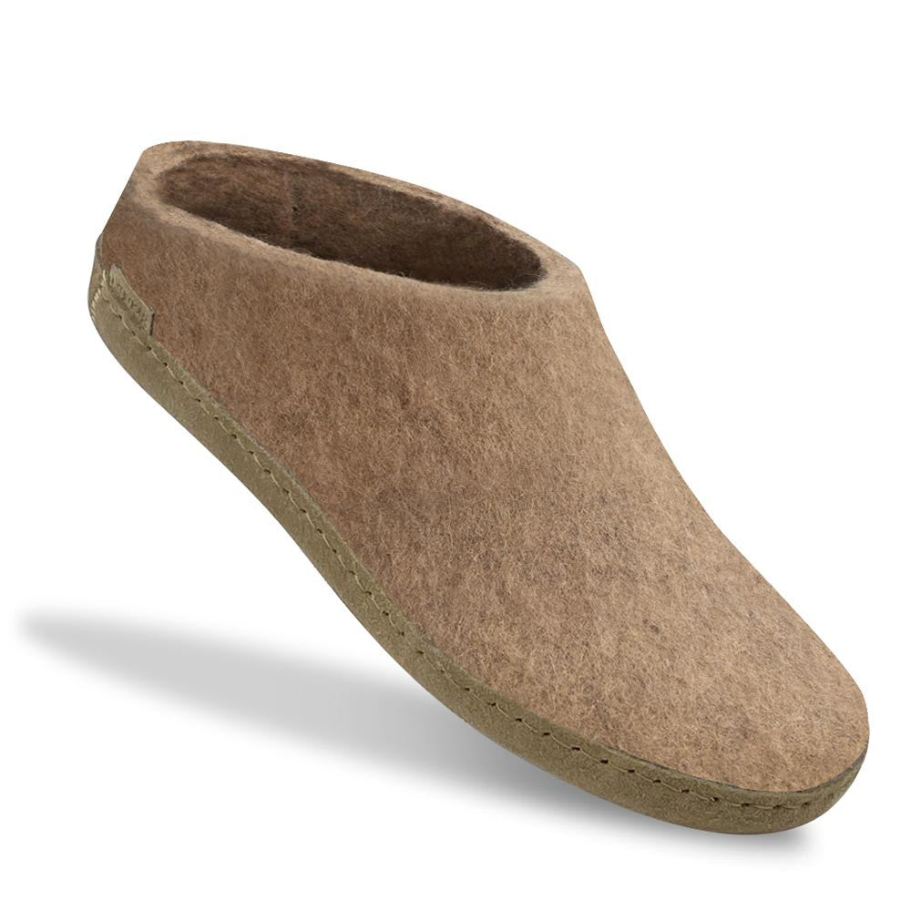 Glerups leather soled mule in sand - felted wool
