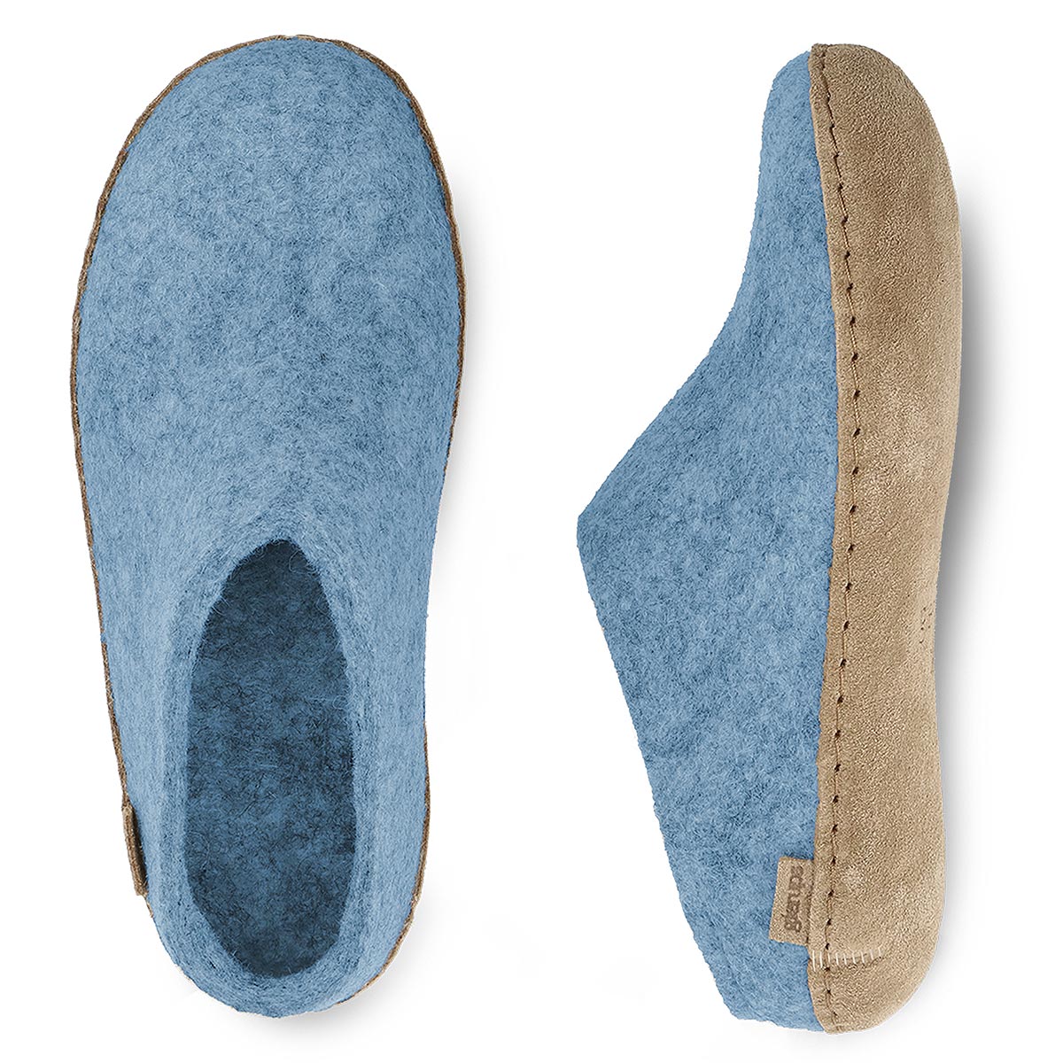 Sky Blue Glerups Mule with Leather Sole
