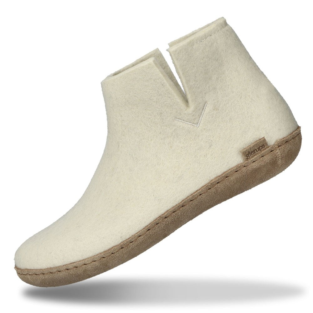 Glerups Felted Wool Boots with Leather sole - White