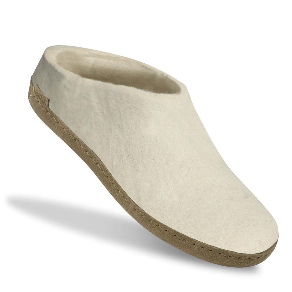 Felt Glerups Mule with Leather sole in White