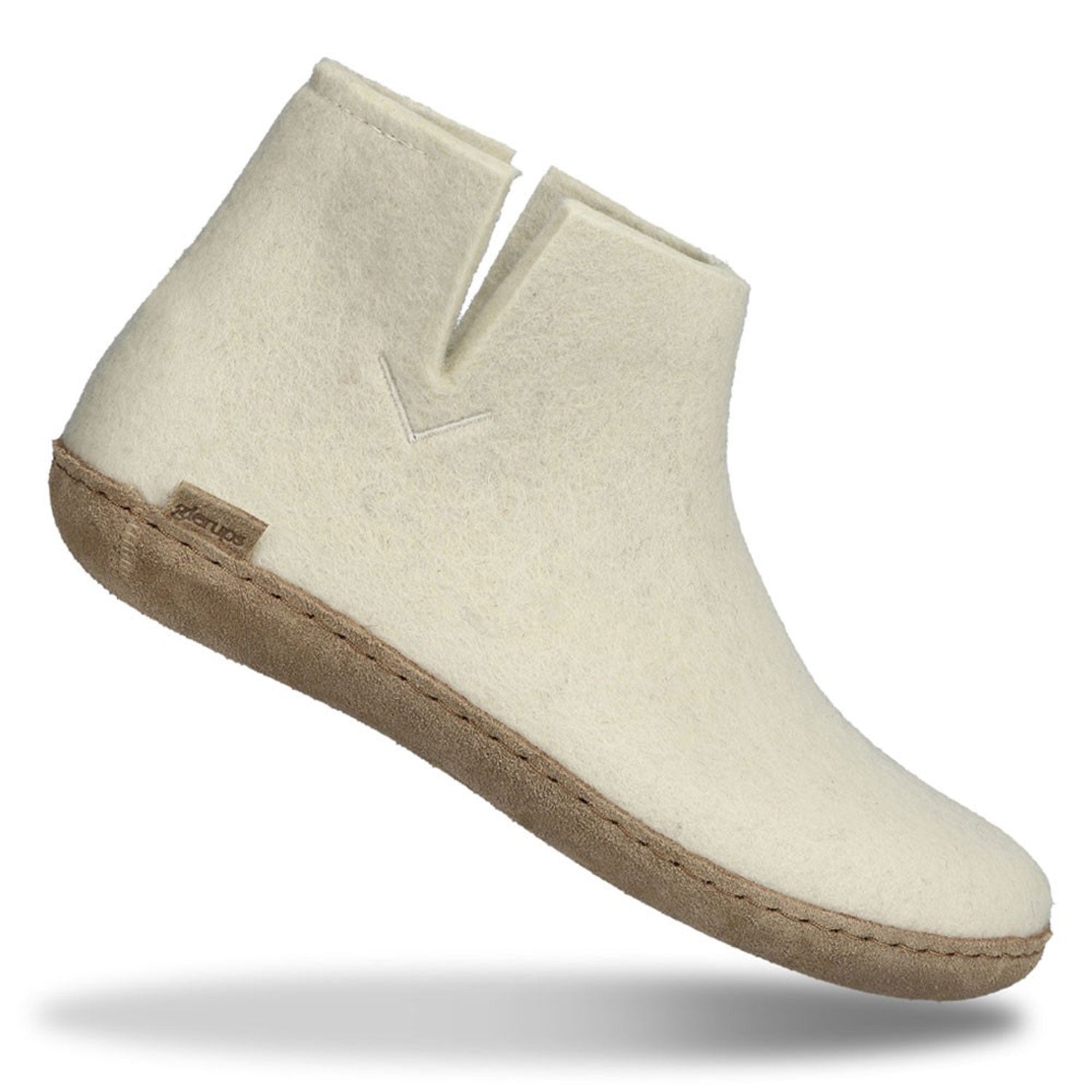 Glerups white felted boot with leather soles