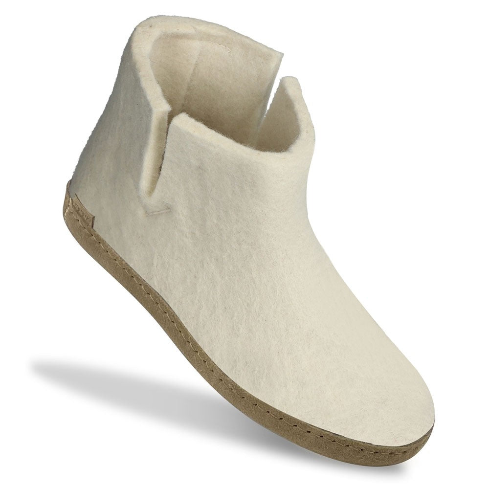 Glerups Felted Wool Boots - White with leather sole