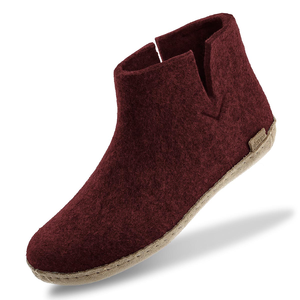Beet ankle boot Glerups soft sole felted slipper in beet