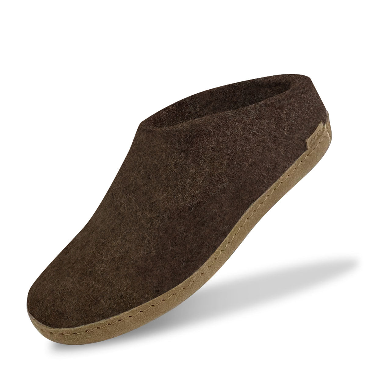 Glerups Brown Felt Mule with Leather sole
