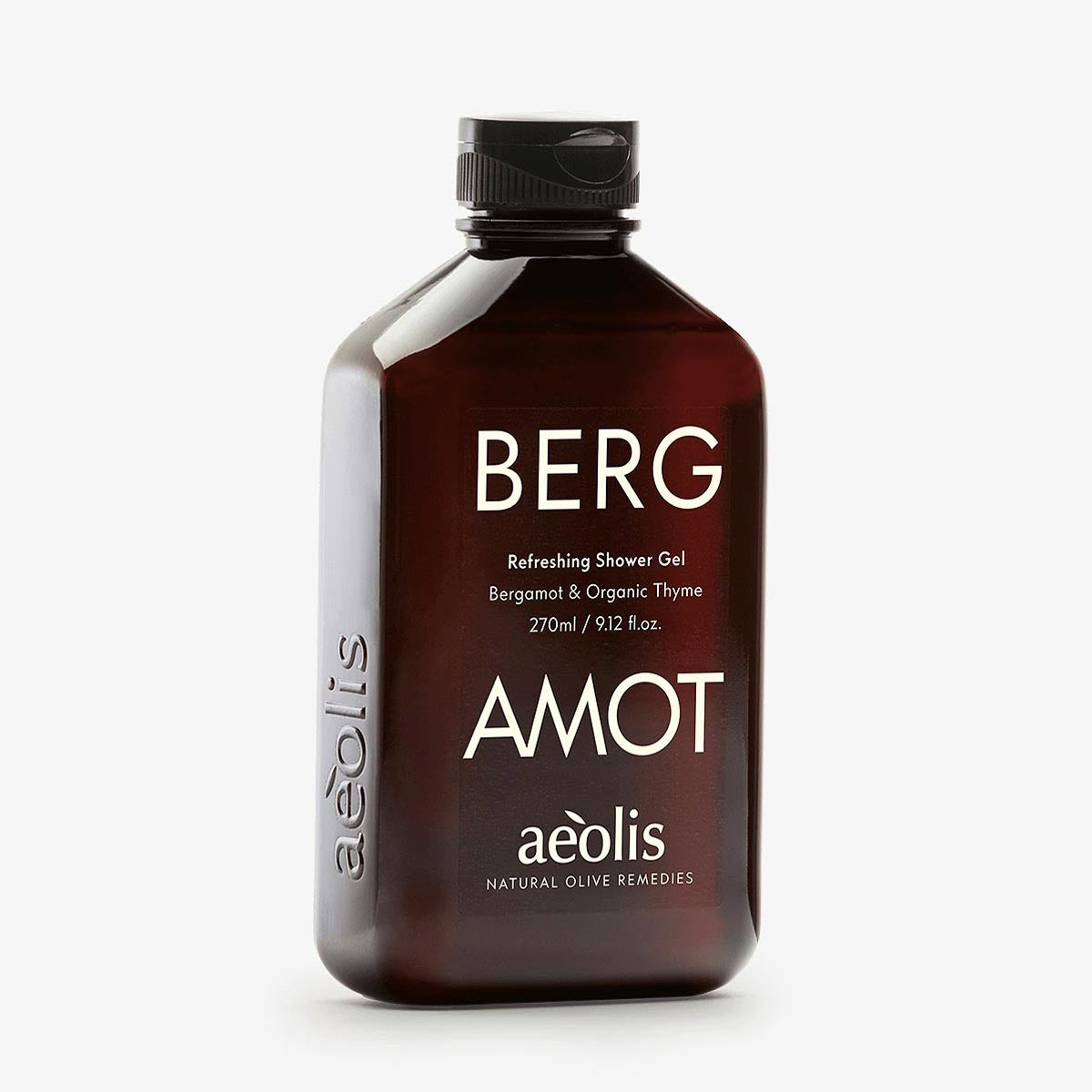 Bottle of Bergamot shower gel by aeolis on a white background