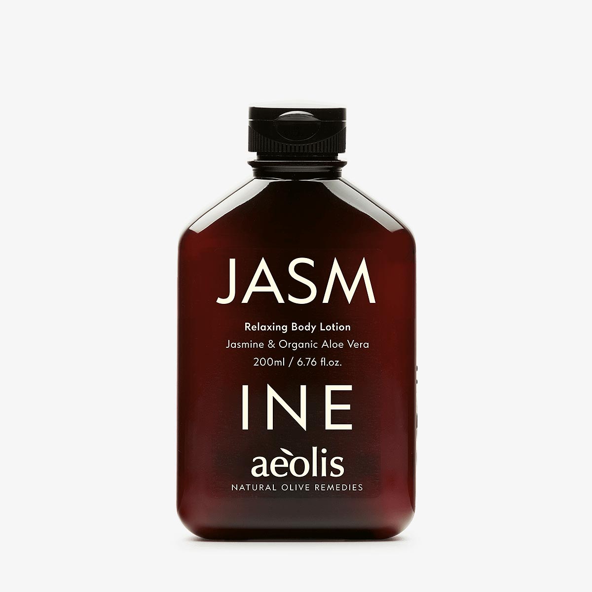 JASMINE aeolis body lotion bottle with black cap on a white background