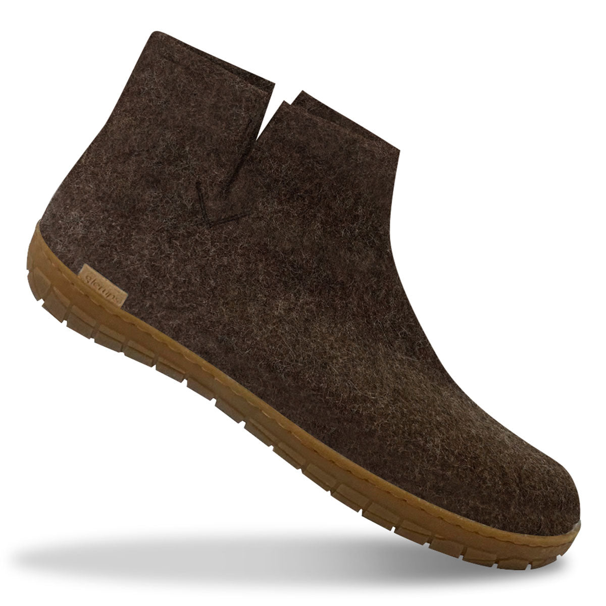 Glerups chestnut  brown felt rubber sole boot with a non-slip sole.