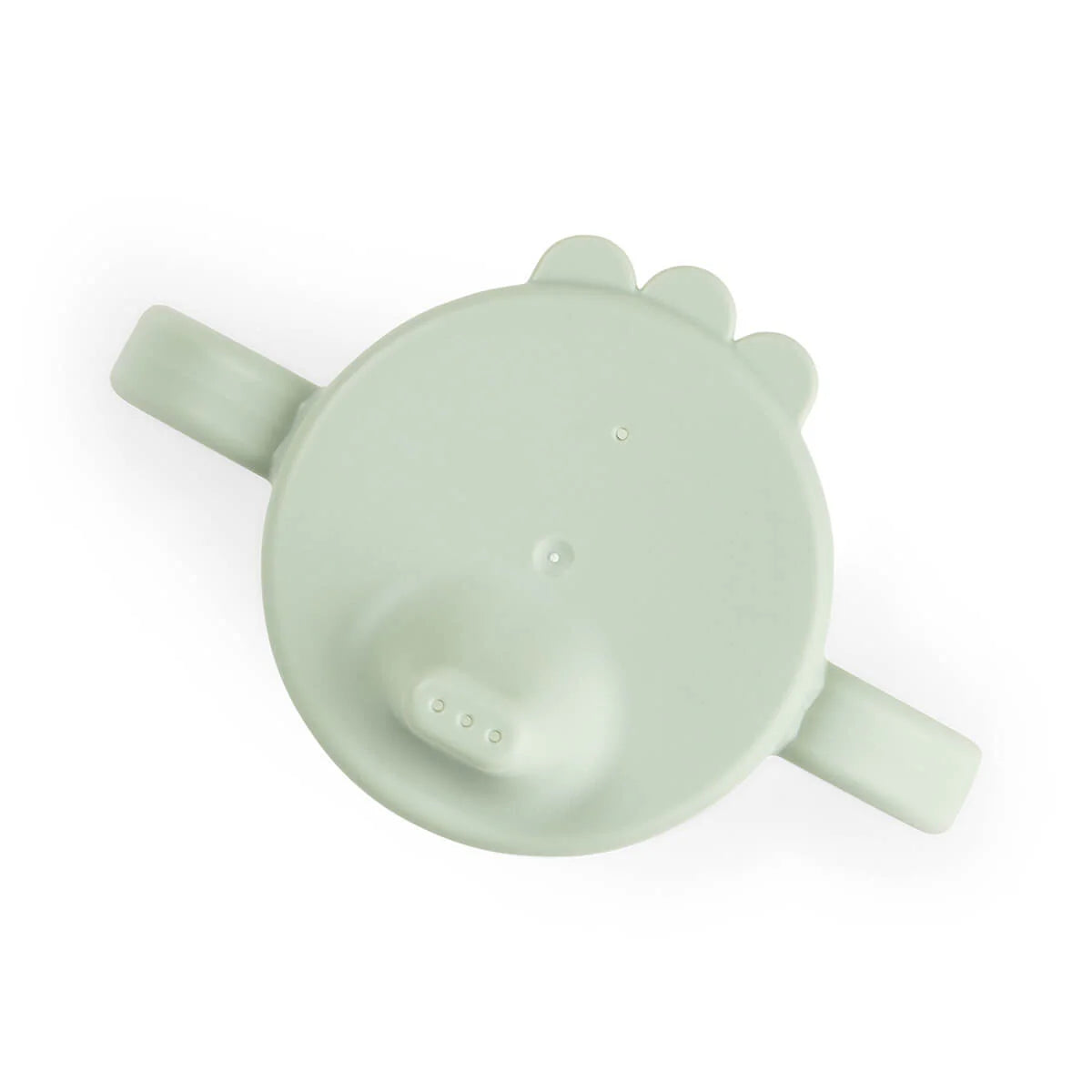 Image taken from above of Done by Deer sage green grippy spout cup.