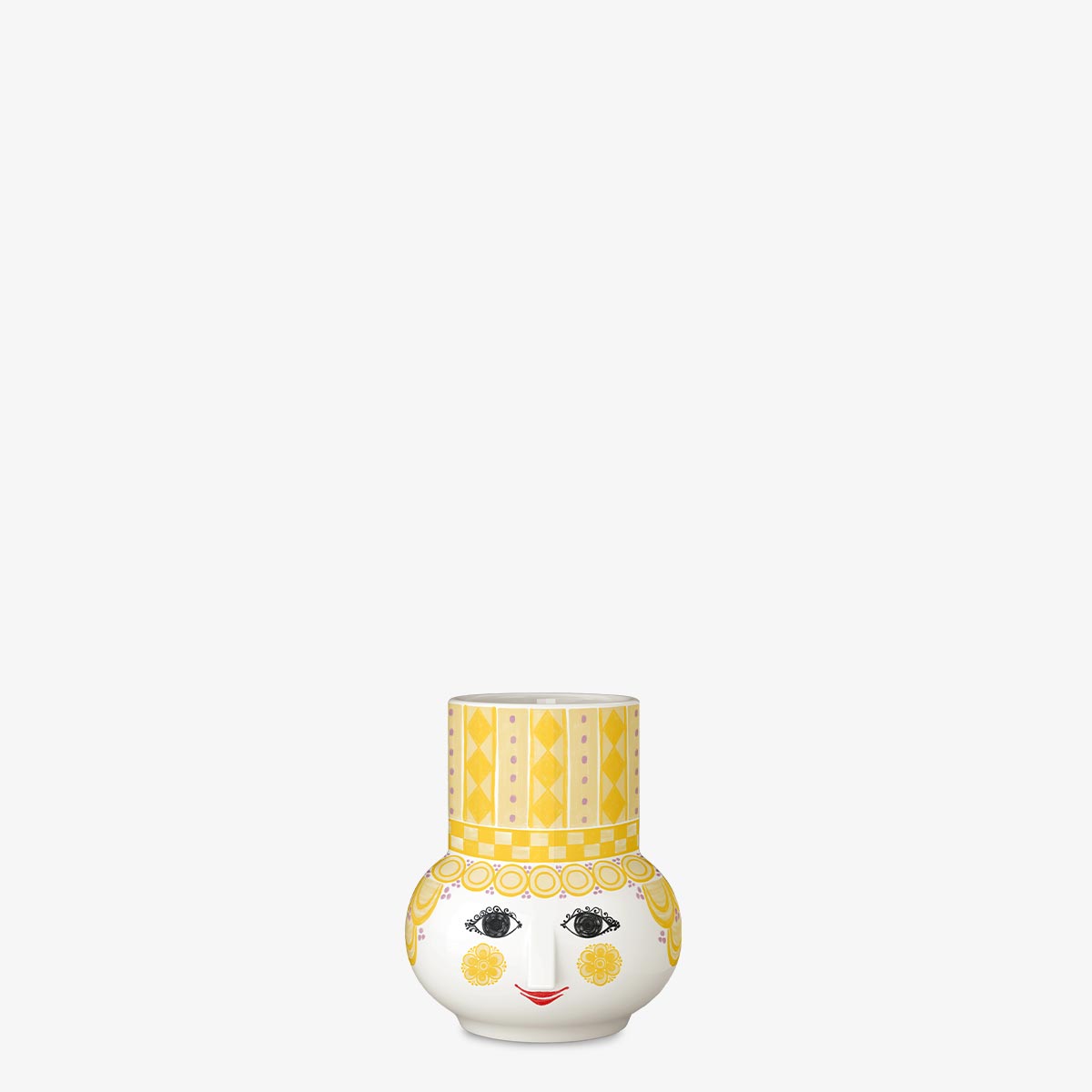 Bjorn Wiinblad Olga Yellow candleholder on white background