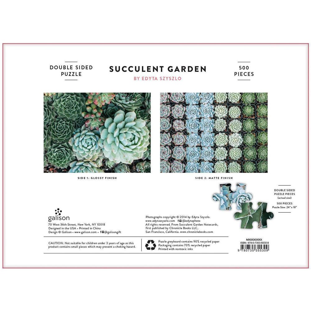 Succulent Garden 2 Sided 500 Piece Puzzle Hus Hem