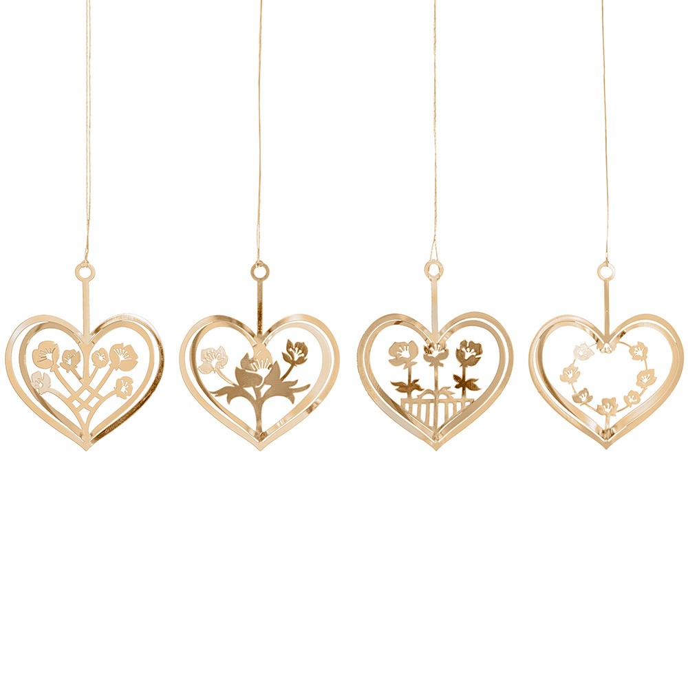 Jette Frolich Gold Hearts Set Of Four Hus Hem