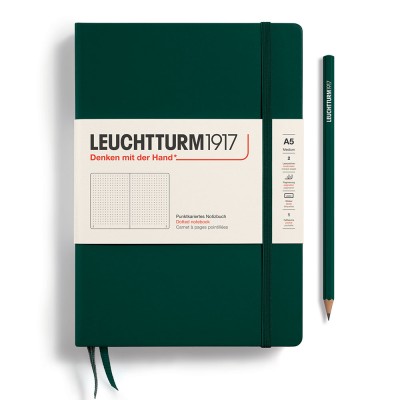 Leuchtturm1917 A5 Dotted Hardcover Notebook - Forest Green