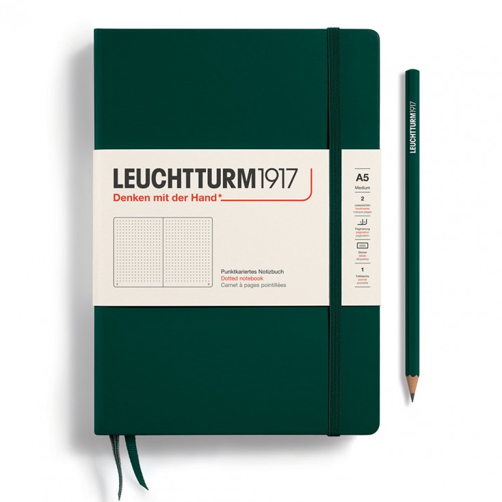 Leuchtturm1917 A5 Dotted Hardcover Notebook - Forest Green