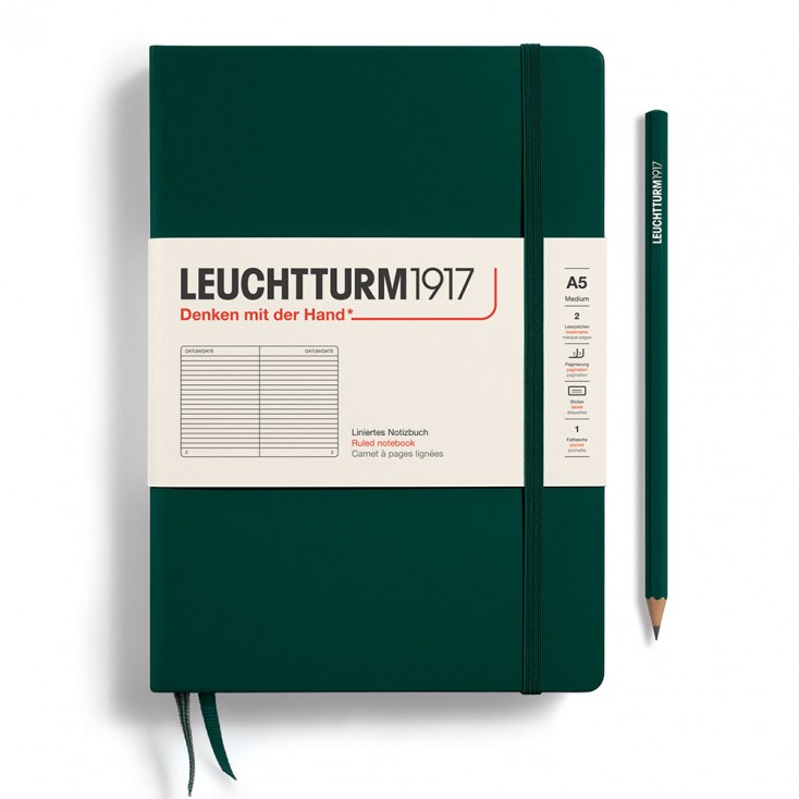 Leuchtturm1917 A5 Ruled Hardcover Notebook - Forest Green