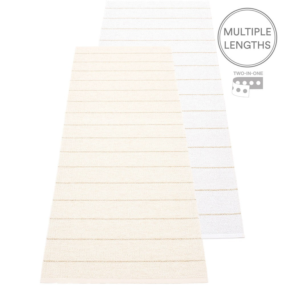 Pappelina Carl Runner - Vanilla & White 70 x 180 cm