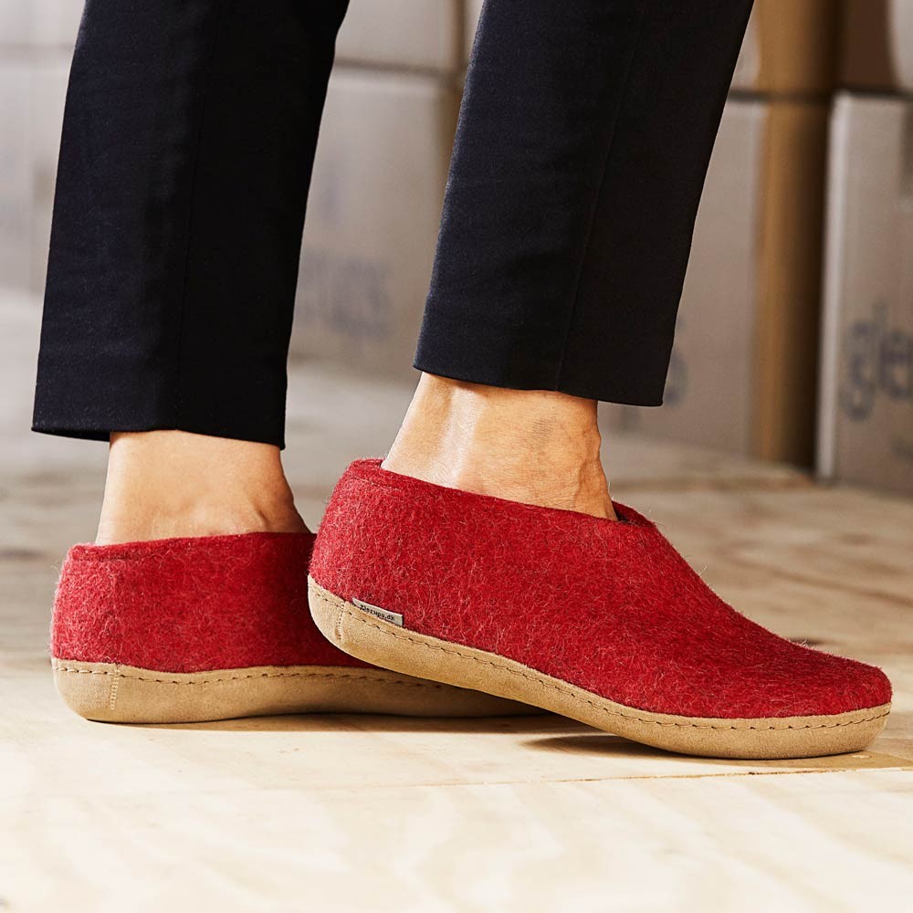 Glerups Felt House Shoe - Red