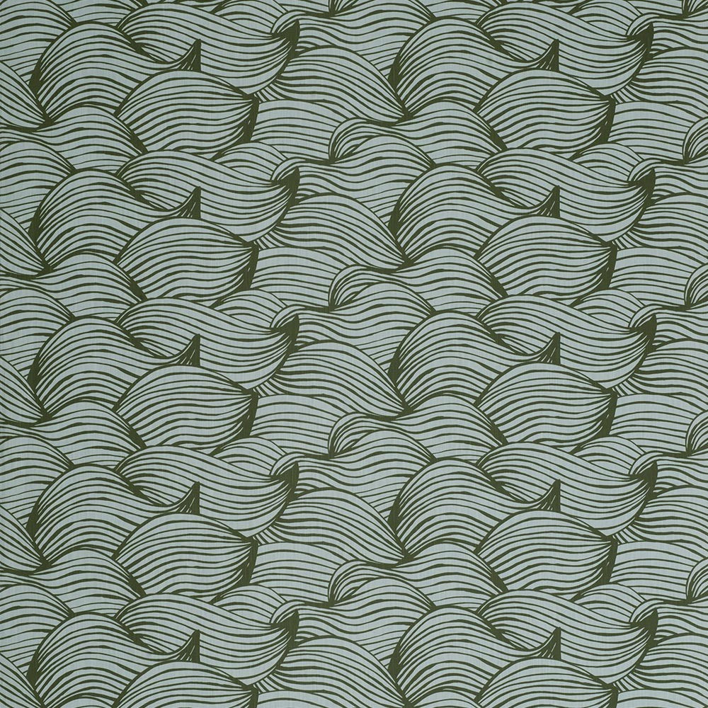 Scandinavian Fabric - Spira Wave Green Fabric Full 150cm Width