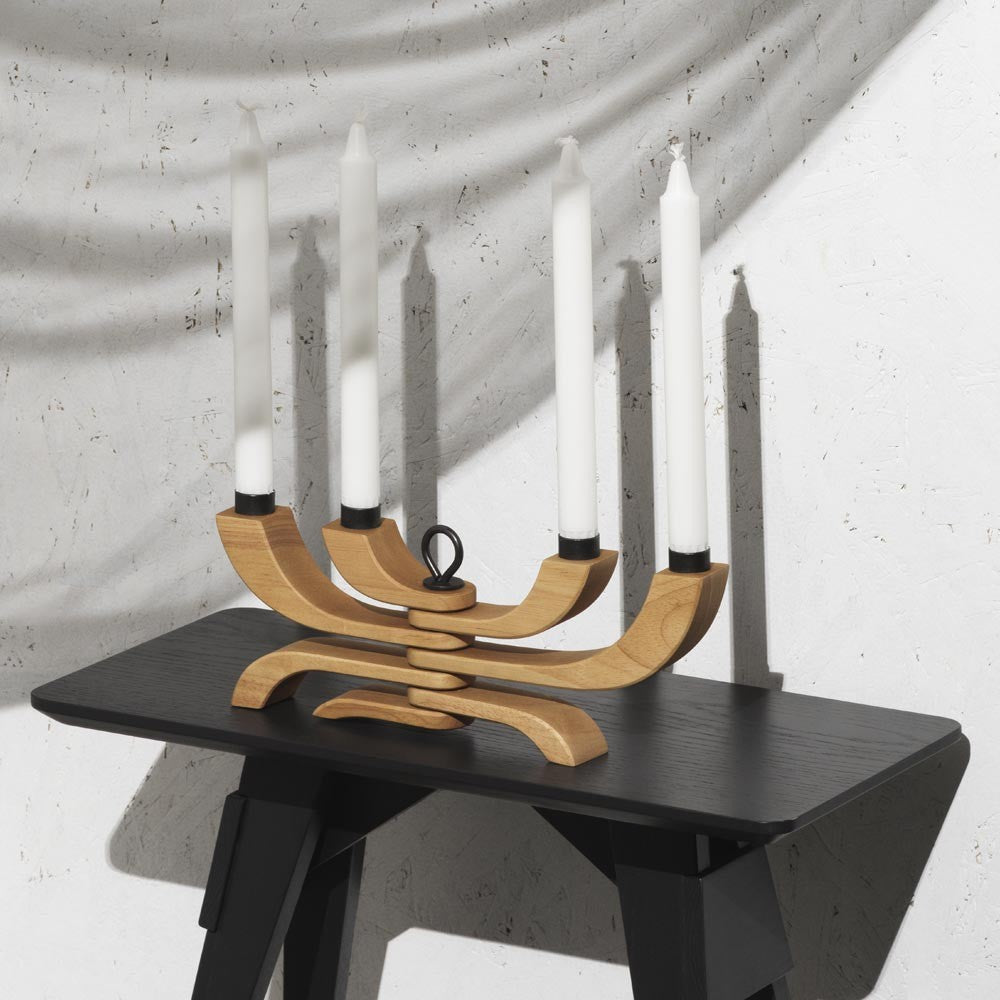 Design House Stockholm Nordic Light Oak Four Arm Candelabra