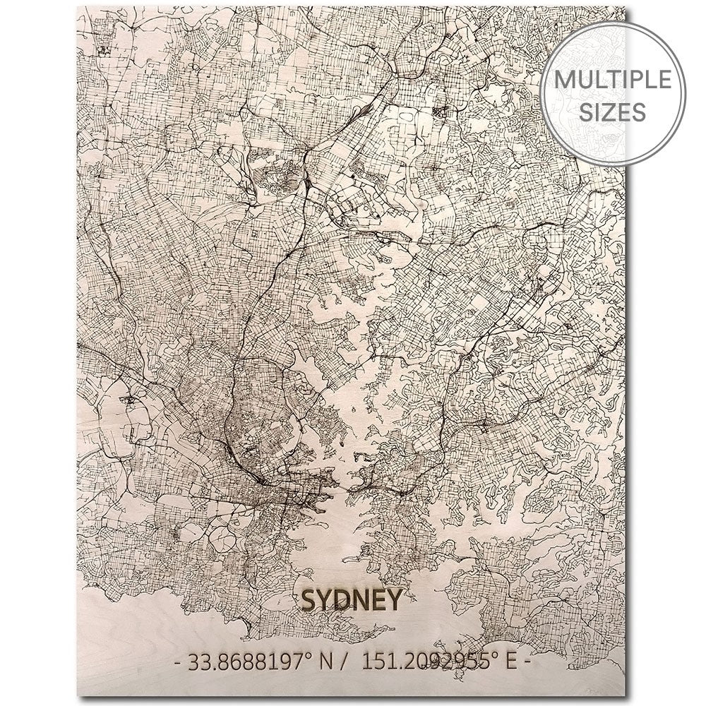 Brandthout Sydney Wooden Wall Citymap