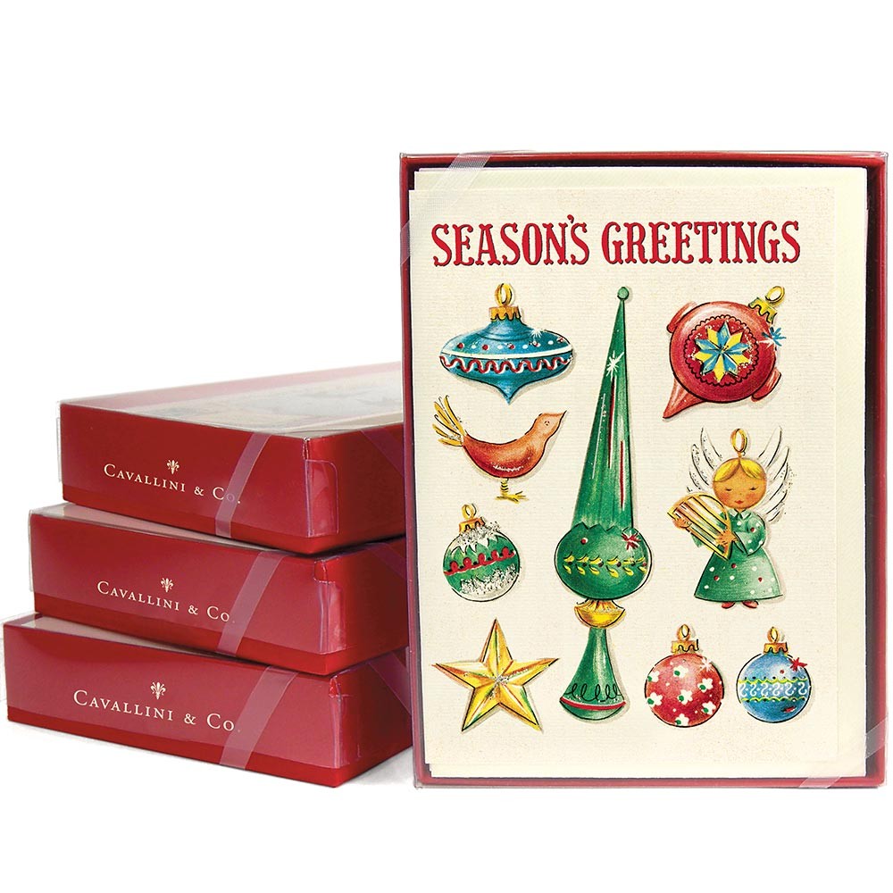 Cavallini & Co Ornaments Christmas Cards - Box of 10