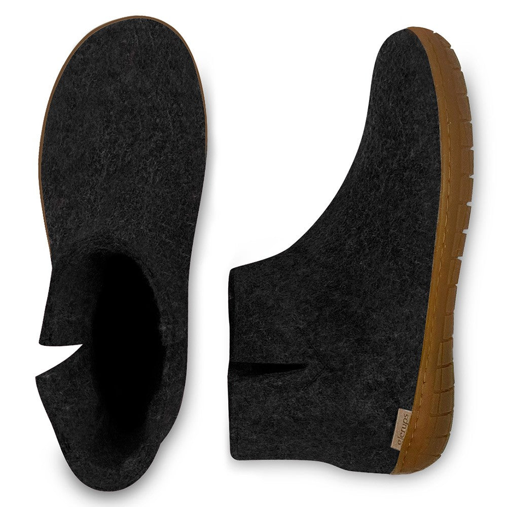 Glerups Felt Rubber Sole Boot - Charcoal