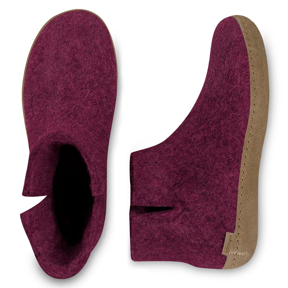 Glerups Felt Ankle Boot - Cranberry