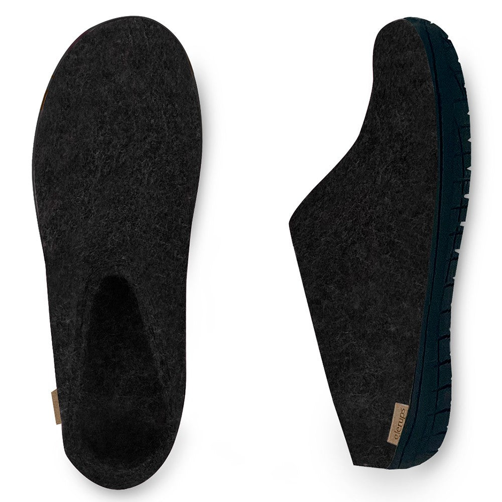 Glerups Felt Black Rubber Sole Mule - Charcoal